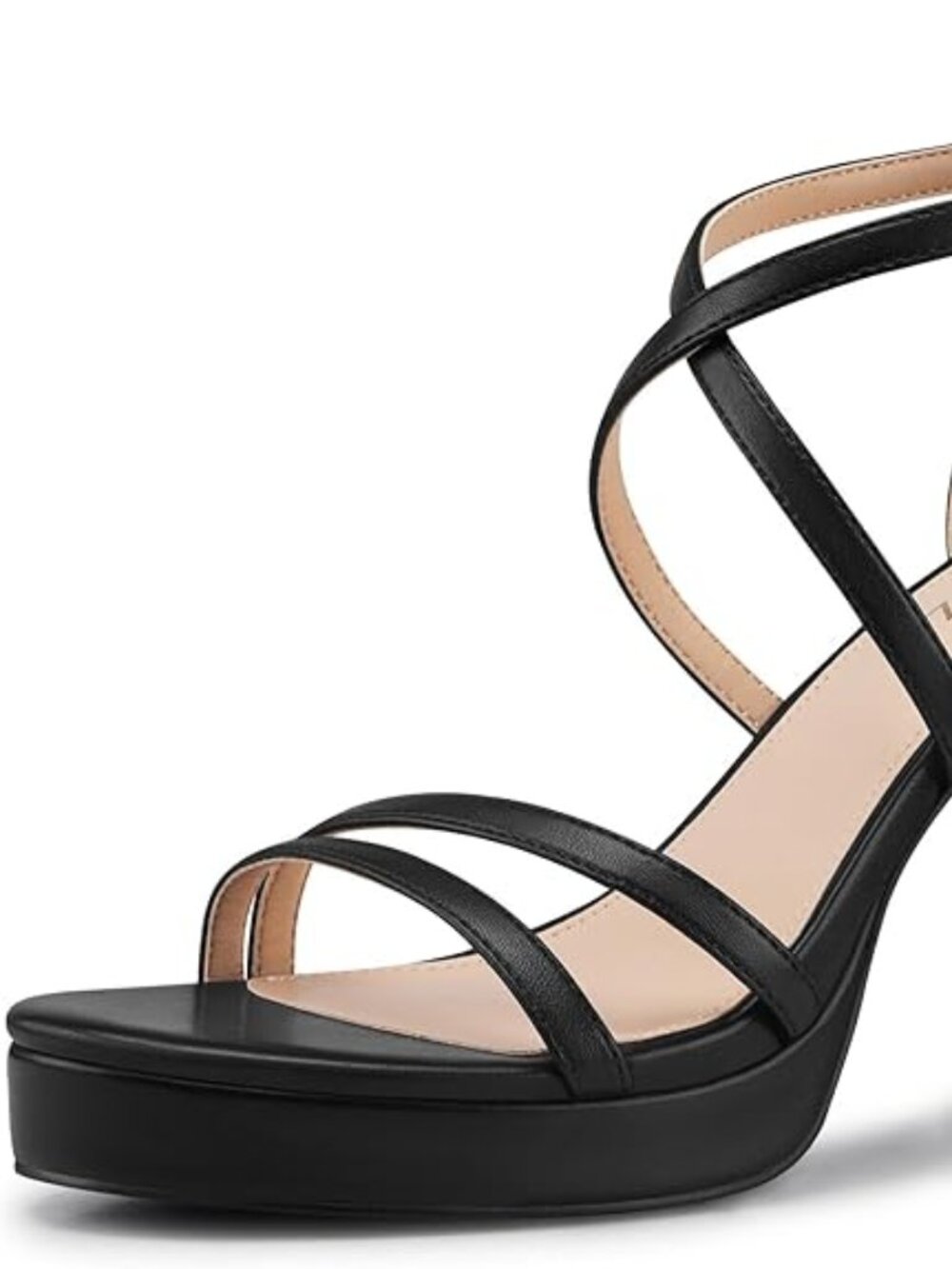 Women Strappy Platform Heels: 3.4 Inch Chunky Heeled Sandals, Comfortable Sexy B